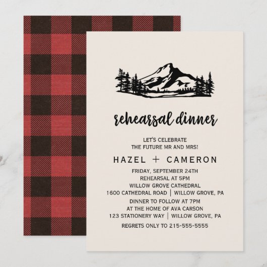 Wilderness Buffalo Pset Rehearsal Dinner Kaart (Voorkant / Achterkant)