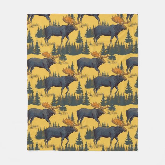 Wilderness Bull Moose Foraging The Forest Fleece Deken (Voorkant)