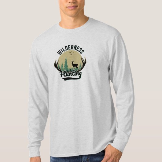 Wilderness Deer Hunting Long Sleeve T-shirt (Voorkant)