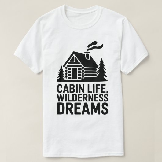 Wilderness Dreams Gezellige Log Cabin Silhouette A T-shirt (Design voorkant)