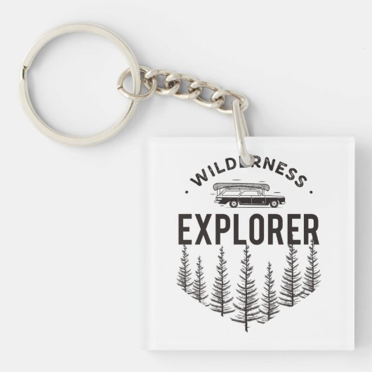 Wilderness Explorer Station Wagon Canoe Trees Sleutelhanger (Voorkant)