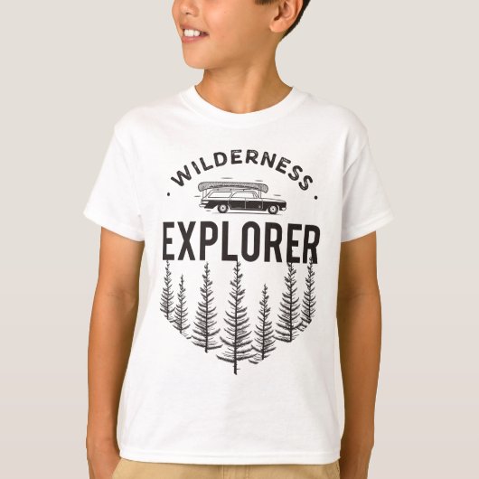 Wilderness Explorer Station Wagon Canoe Trees T-shirt (Voorkant)