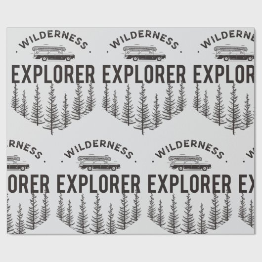Wilderness Explorer Stationwagen Canoë Bomen Cadeaupapier (Vlak)