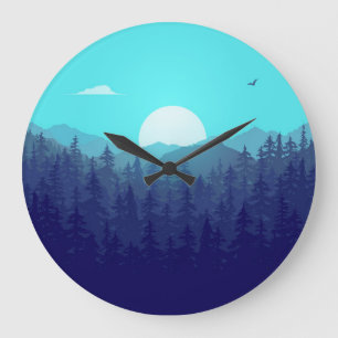 Wilderness Forest Sunrise Illustratie Grote Klok