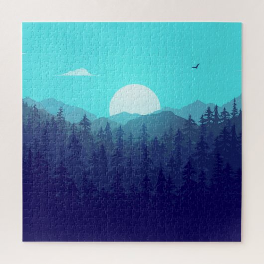 Wilderness Forest Sunrise  Illustratie Legpuzzel (Verticaal)