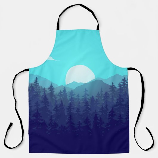 Wilderness Forest Sunrise  Illustratie Schort (Voorkant)