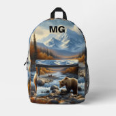 Wilderness Grizzly Beer Wildlife / Natuur Bedrukte Rugzak (Voorkant)