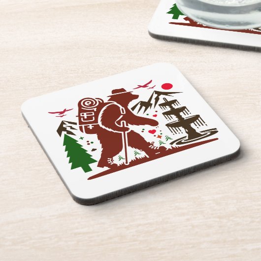 Wilderness Hiking Beer Explorer Art Print Bier Onderzetter (Linkerzijde)