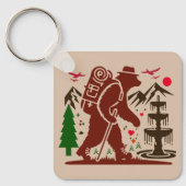 Wilderness Hiking Beer Explorer Art Print Sleutelhanger (Voorkant)