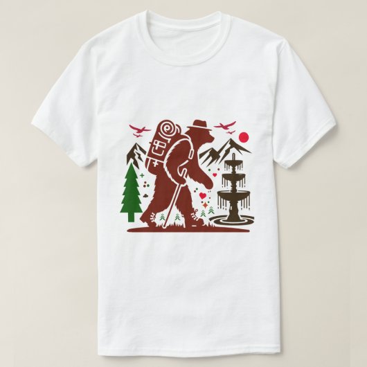 Wilderness Hiking Beer Explorer Art Print T-shirt (Design voorkant)