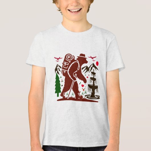 Wilderness Hiking Beer Explorer Art Print Tri-Blend Shirt (Voorkant)