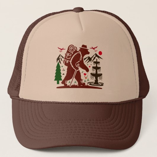Wilderness Hiking Beer Explorer Art Print Trucker Pet (Voorkant)