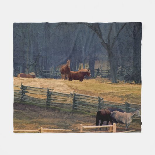 Wilderness Horse Ranch Fleece Deken (Voorkant (Horizontaal))