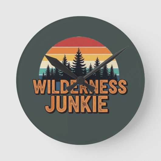 Wilderness junkie retro design ronde klok (Voorkant)