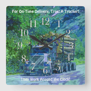 Wilderness Logging Truck Wall Clock Vierkante Klok