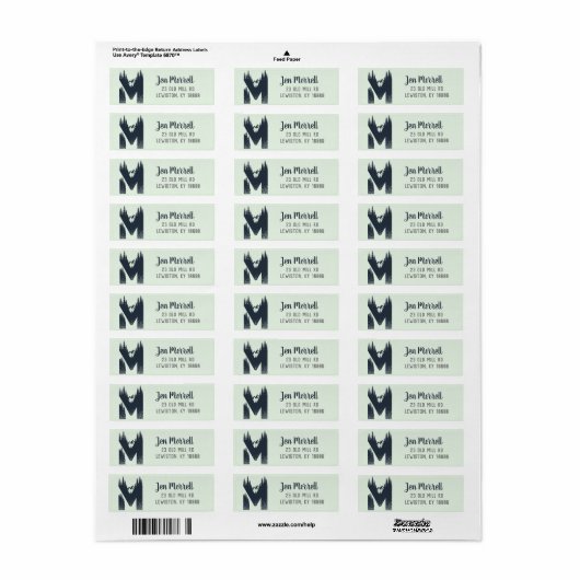 Wilderness Monogram "M" Return Address Label (Full Sheet)