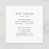 Wilderness Naturalist Wandelgids Vierkante Visitekaartje (Achterkant)