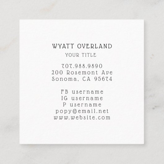 Wilderness Naturalist Wandelgids Vierkante Visitekaartje (Achterkant)