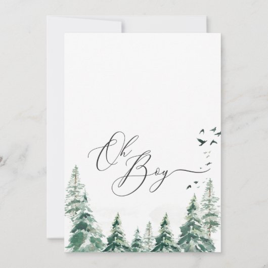 Wilderness Oh Boy Calligraphy Baby shower Kaart (Achterkant)