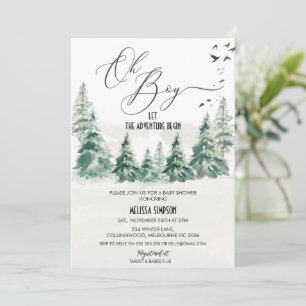Wilderness Oh Boy Calligraphy Baby shower Kaart