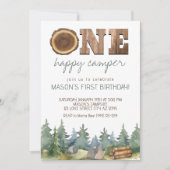 Wilderness One Happy Camper Boy's 1e Verjaardag Kaart (Voorkant)