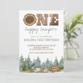 Wilderness One Happy Camper Boy's 1e Verjaardag Kaart (Staand voorkant)