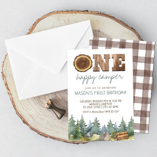 Wilderness One Happy Camper Boy's 1e Verjaardag Kaart
