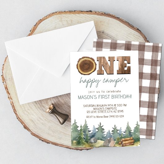 Wilderness One Happy Camper Boy's 1e Verjaardag Kaart