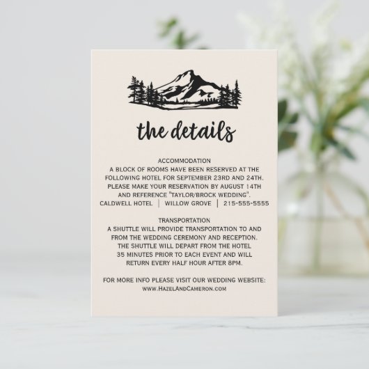  Wilderness Pset Wedding Details Kaart (Staand voorkant)