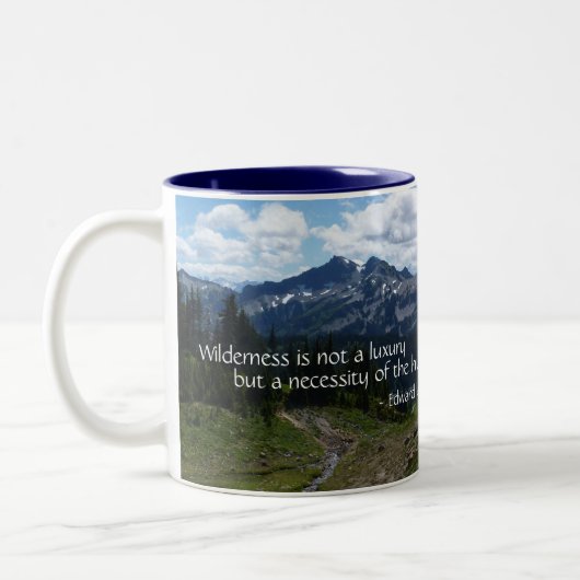 Wilderness Quote (Tatoosh Range) Tweekleurige Koffiemok (Links)