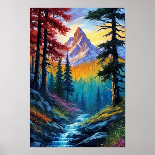 Wilderness Retreat met Cascading Stream Poster (Voorkant)