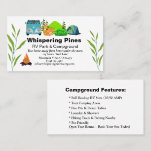 Wilderness RV Site Contact Kaart met Camper Van Visitekaartje