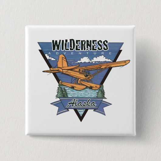 Wilderness Seaplane Adventure Alaska Vierkante Button 5,1 Cm (Voorkant)