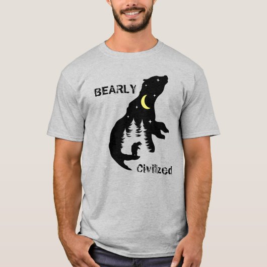 Wilderness Silhouette Bearly beschilderd T-shirt (Voorkant)