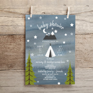 Wilderness Stars Neutral Baby shower Invitation Kaart