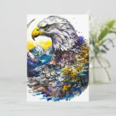 Wilderness Waterverf Forest Moon Eagle Feestdagenkaart (Staand voorkant)