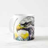 Wilderness Waterverf Forest Moon Eagle Koffiemok (Voorkant links)