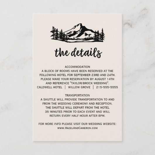  Wilderness Wedding Details Kaart (Voorkant)