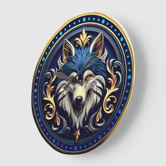 Wilderness Wolf Art met 3D-ontwerp Grote Klok (Hoek)