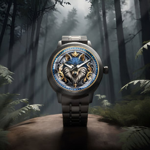 Wilderness Wolf Art met 3D-ontwerp Horloge