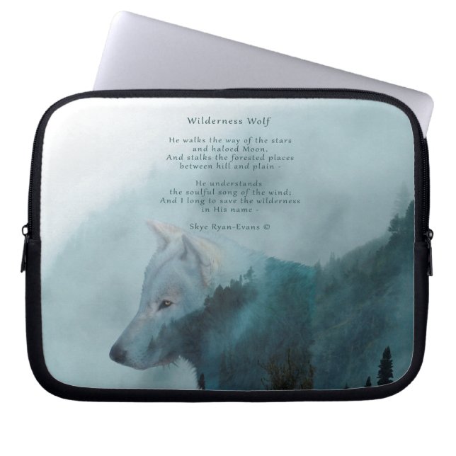 Wilderness Wolf & Eco Gedicht Laptop Sleeve (Voorkant)