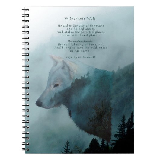 Wilderness Wolf & Eco Gedicht Notitieboek (Voorkant)
