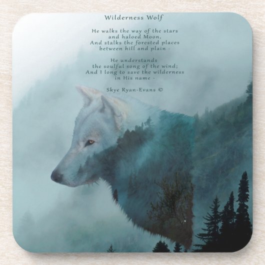 Wilderness Wolf & Eco Gedicht Onderzetter (Voorkant)