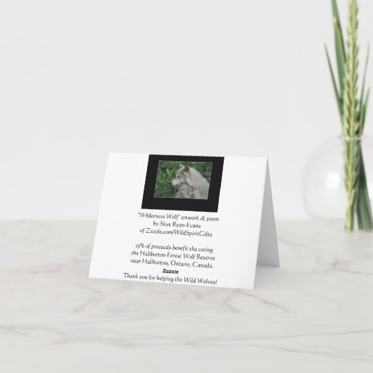 WILDERNESS WOLF Gedicht op een Note Kaart (Achterkant)