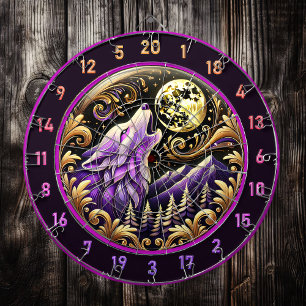 Wilderness Wolf huilt onder volle maan Dartbord