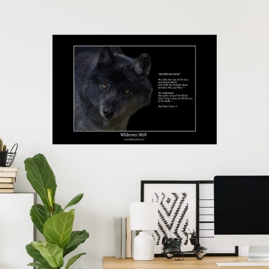 WILDERNESS WOLF Poster met gedicht (Thuiskantoor)
