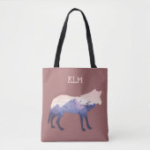 Wilderness Wolf Silhouette Monogram Tote Bag (Voorkant)