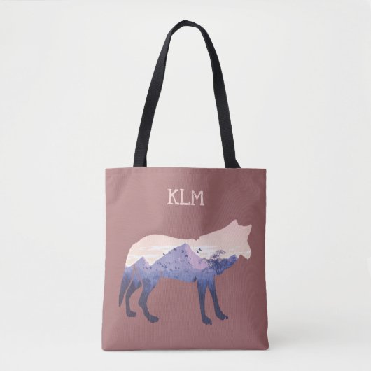 Wilderness Wolf Silhouette Monogram Tote Bag (Voorkant)