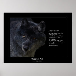 WILDERNESS WOLF Wildlife Supporter Poster w gedich