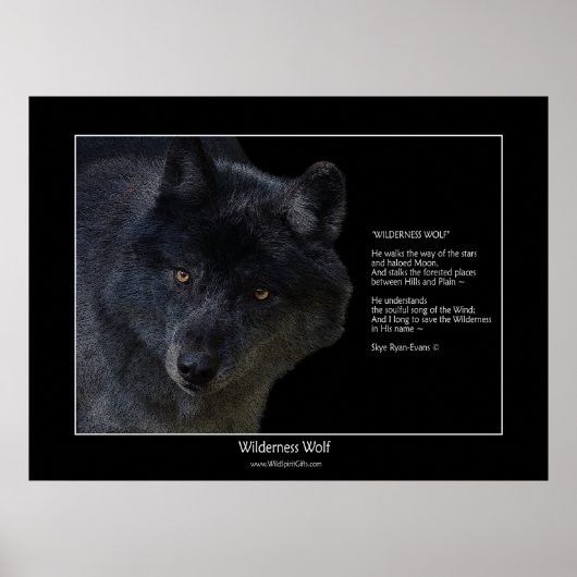 WILDERNESS WOLF Wildlife Supporter Poster w gedich (Voorkant)
